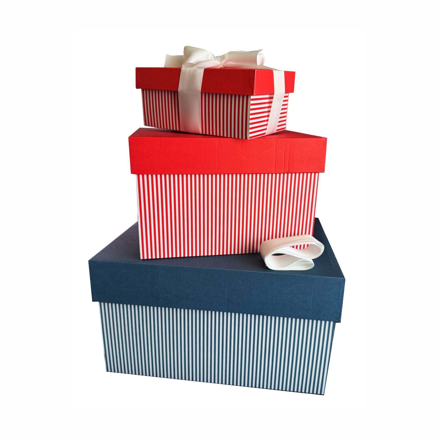 FOTOFOL - 3er Set Geschenkboxen – in Klein, Medium und Groß mit Deckel und weißer Schleife | Perfekte Geschenkverpackung | Ideal für Geschenke&nbsp;