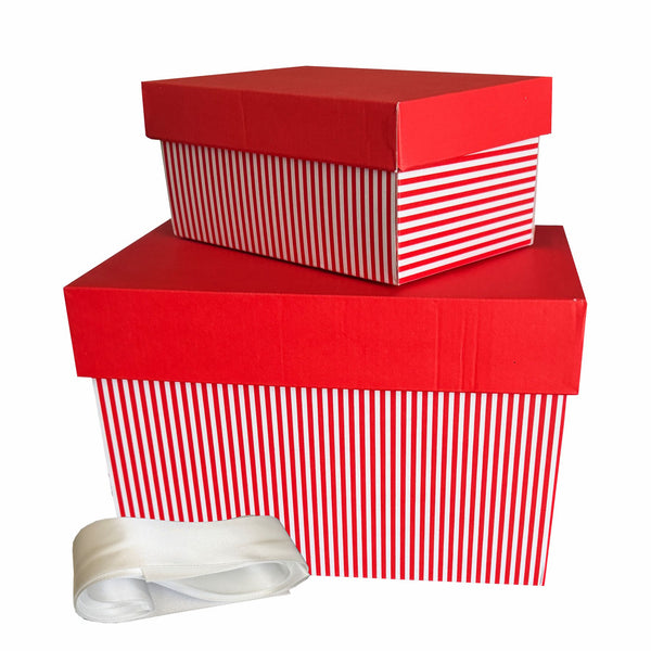 2er Set Geschenkboxen – in Klein und Medium mit Deckel und weißer Schleife