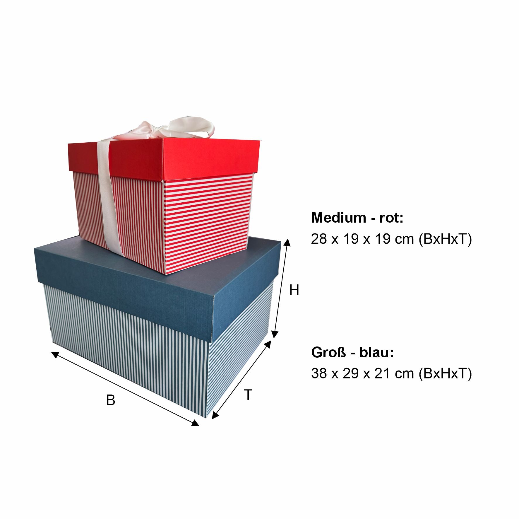 FOTOFOL-2er Set Geschenkboxen – in Medium und Groß mit Deckel und weißer Schleife | Perfekte Geschenkverpackung | Ideal für Geschenke