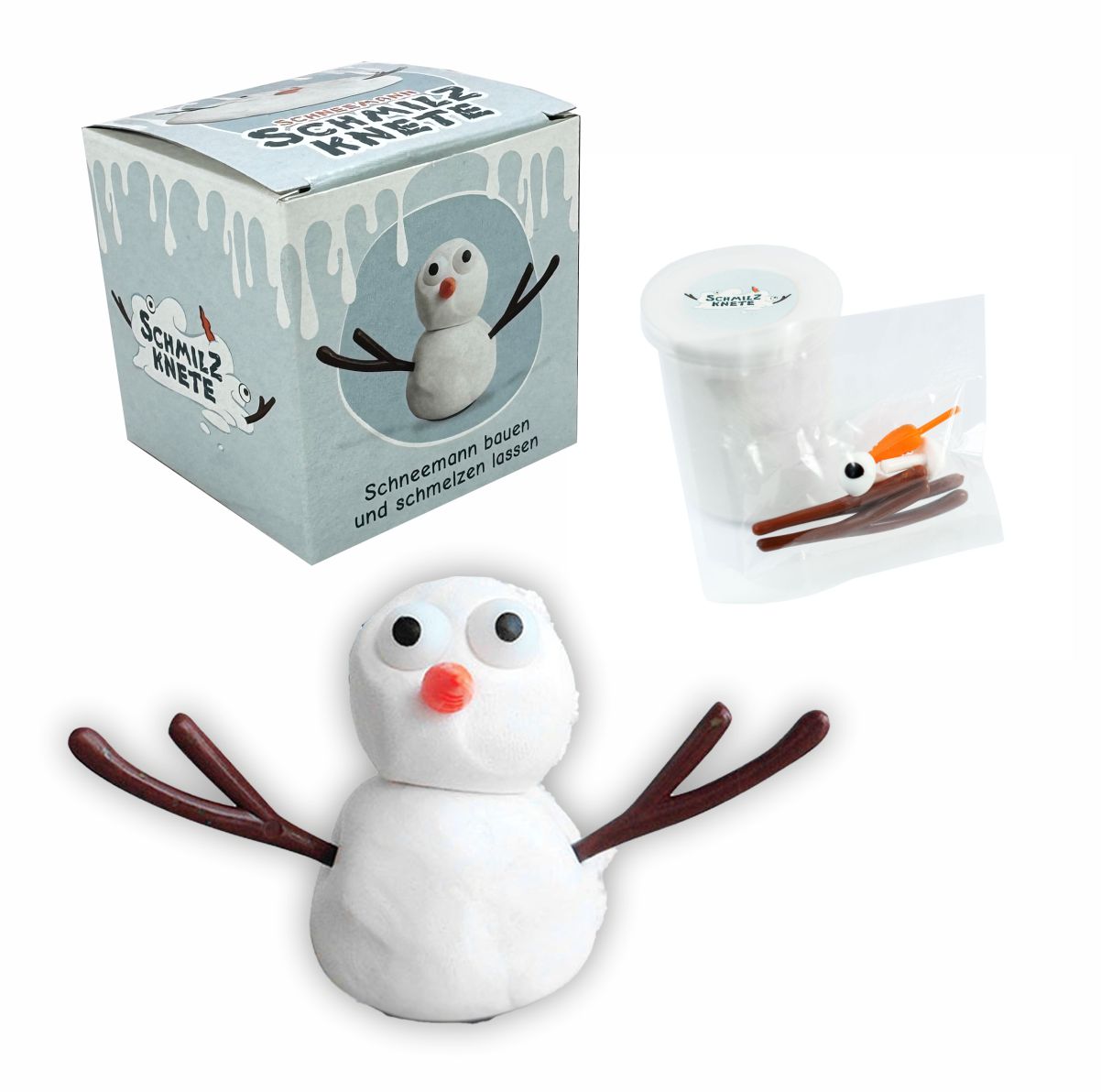 Geschenkset Flaschensack, Schneemann Schmilzknete, Flaschenlichterkette - FOTOFOL