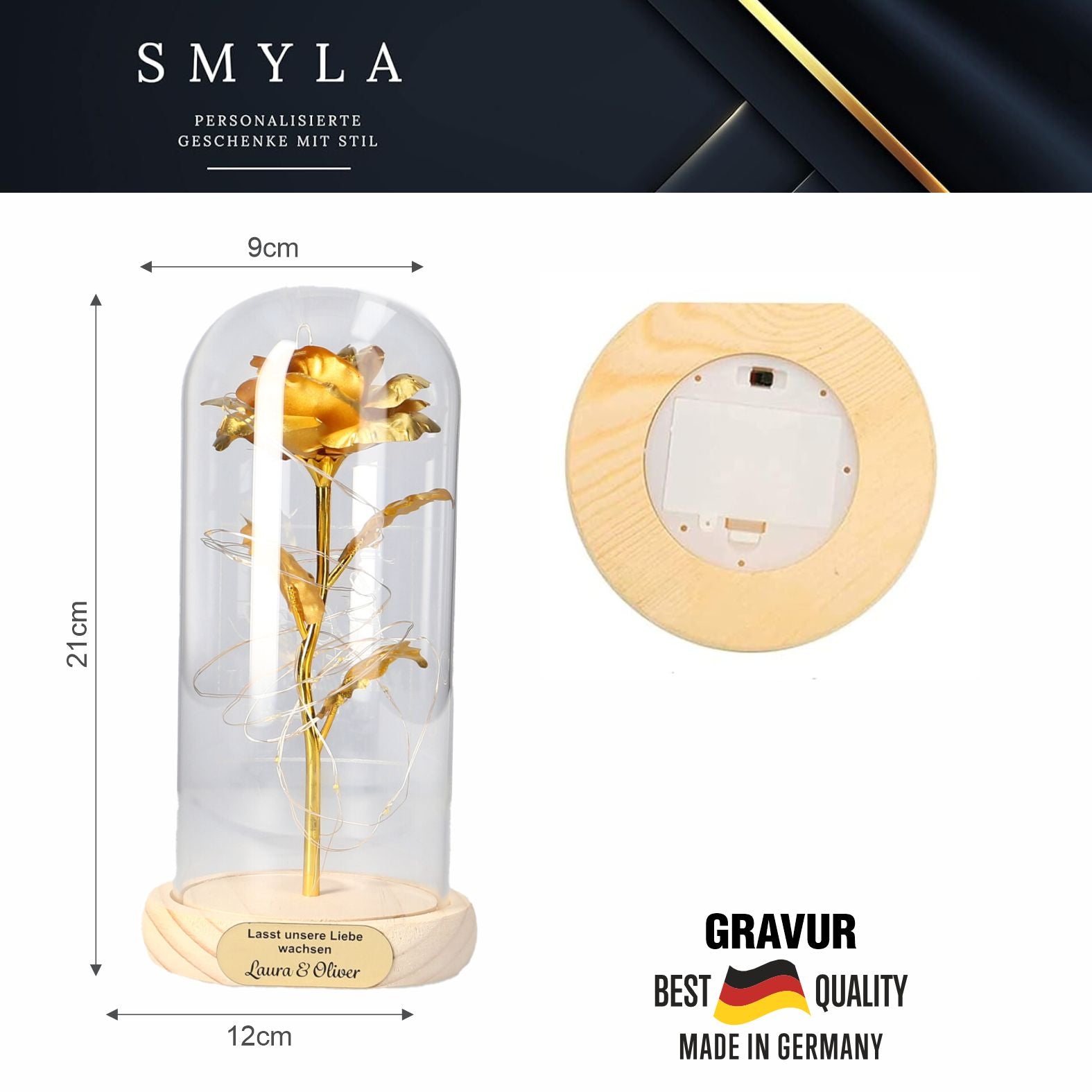 Personalisierte LED Ewige Gold Rose - FOTOFOL