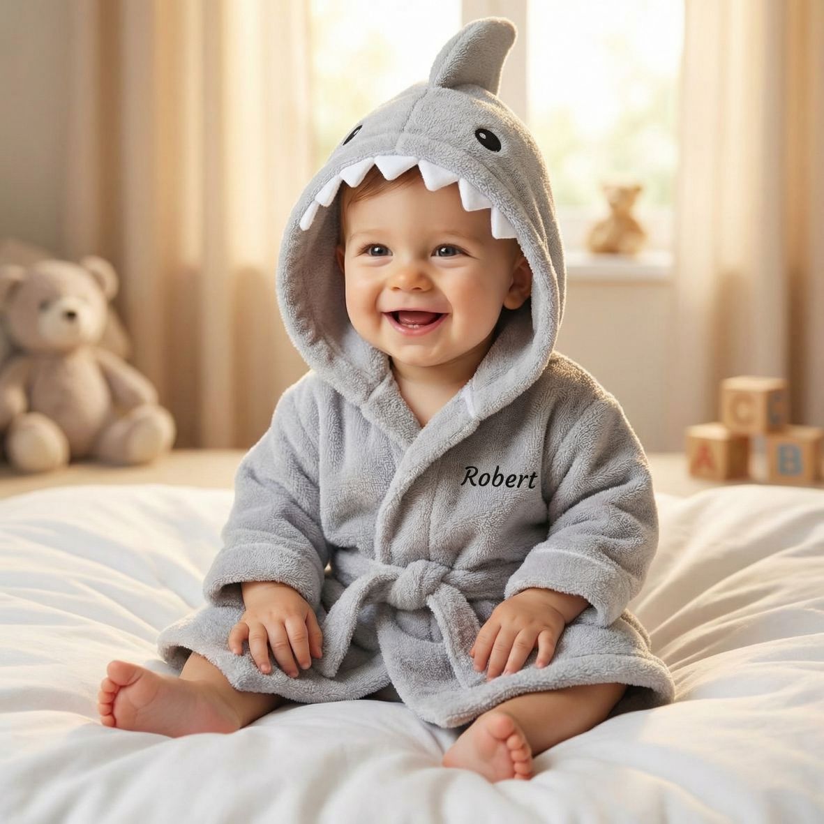 Personalisierter Kinder Bademäntel | Baby Bademantel mit Kapuze - FOTOFOL