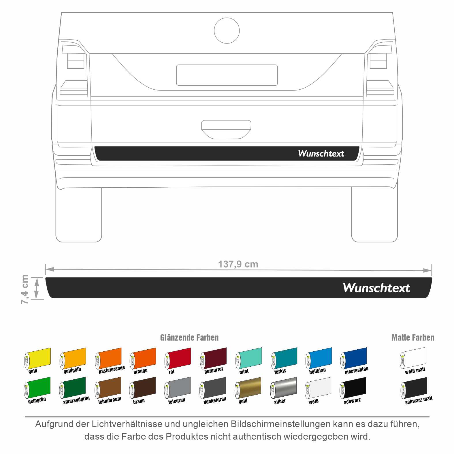 Heckklappen Heckstreifen  Aufkleber Wunschtext passend für VW T6.1 T6 T5 Multivan Bulli - Streifen 1 - FOTOFOL