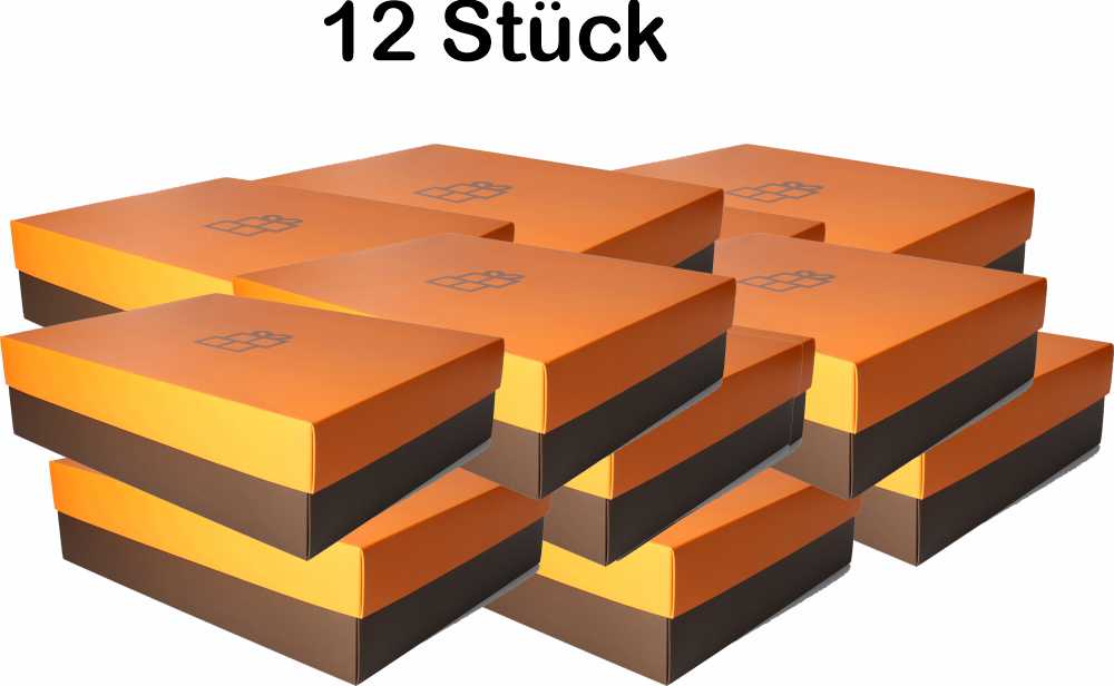 Restposten Geschenkverpackung in Orange mit schwarzem Band – Eleganz für besondere Anlässe - 12 Stück - FOTOFOL