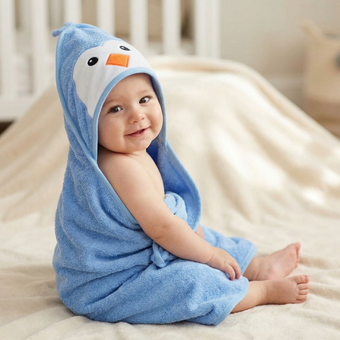 Kapuzenhandtuch Baby 90x90 cm aus 100% Bambus personalisiert mit Namen - FOTOFOL