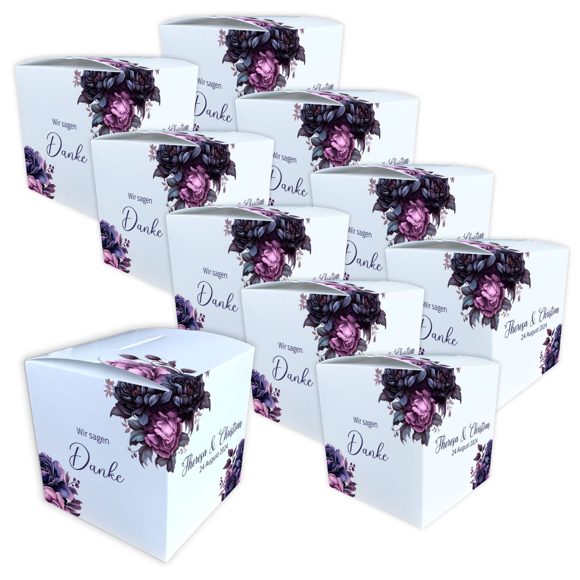 Geschenkbox personalisiert - Lila Rosen - FOTOFOL