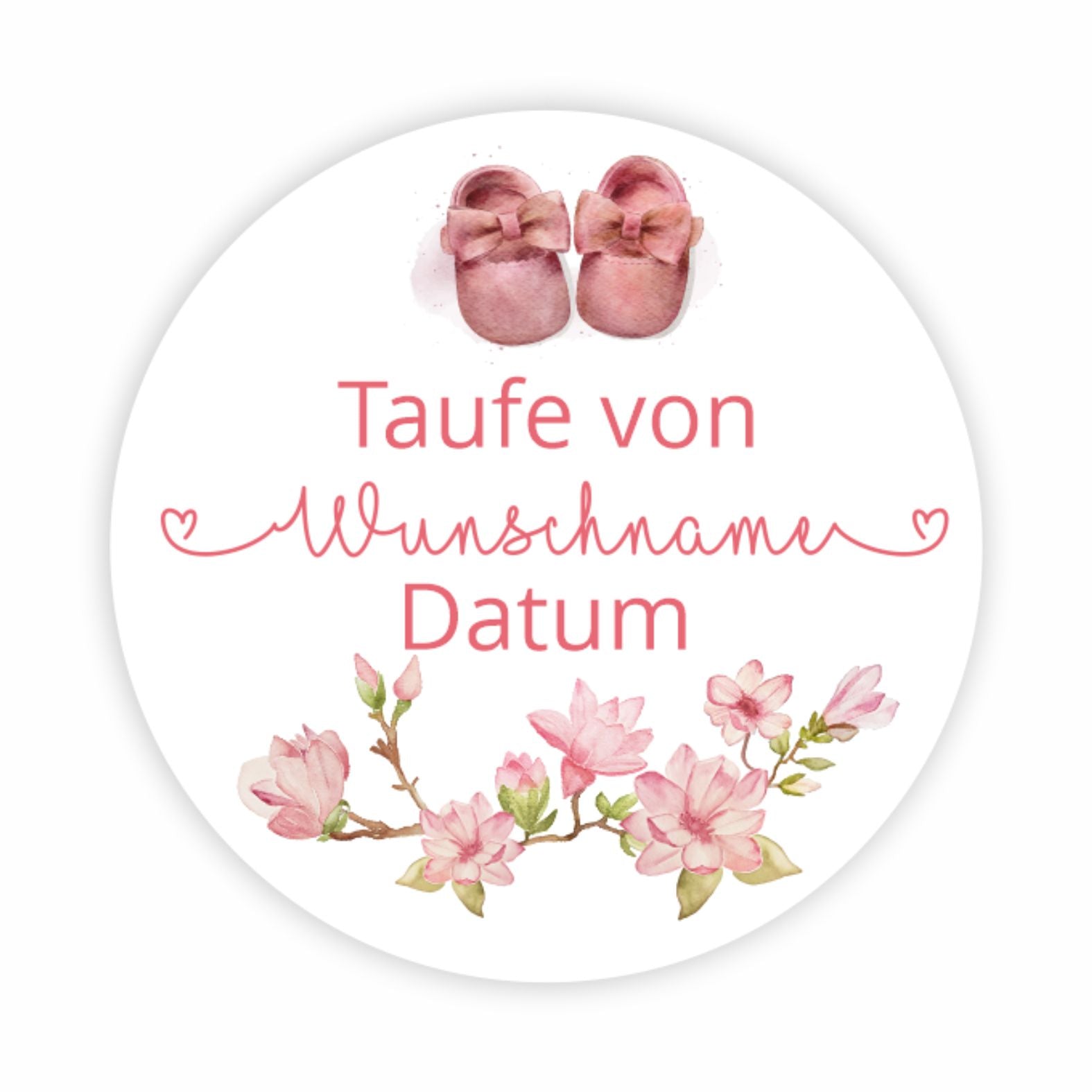 Personalisierte Aufkleber  Taufe "Mädchen" mit Namen und Datum - 24 Stück - 4,5cm - FOTOFOL