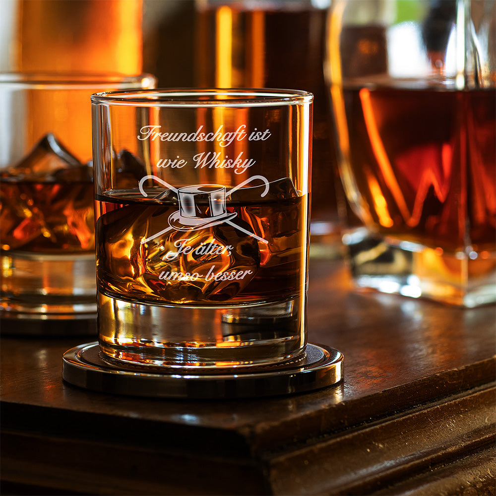 Whiskey Glas SET mit Gravur I Freundschaft ist wie Whisky Je älter, umso besser. - FOTOFOL