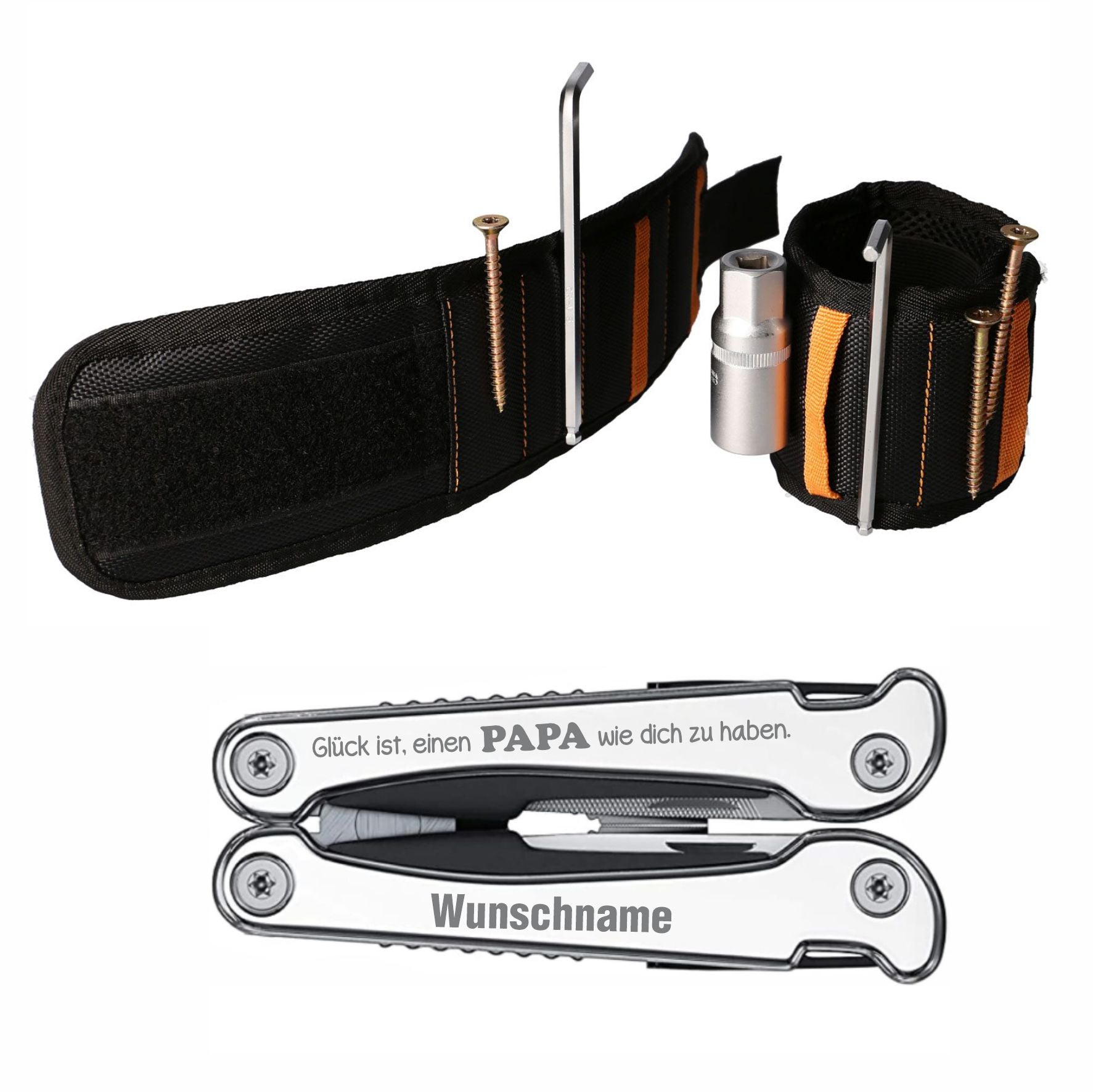 Personalisierbares Multitool & Magnetarmband - Papa wie dich