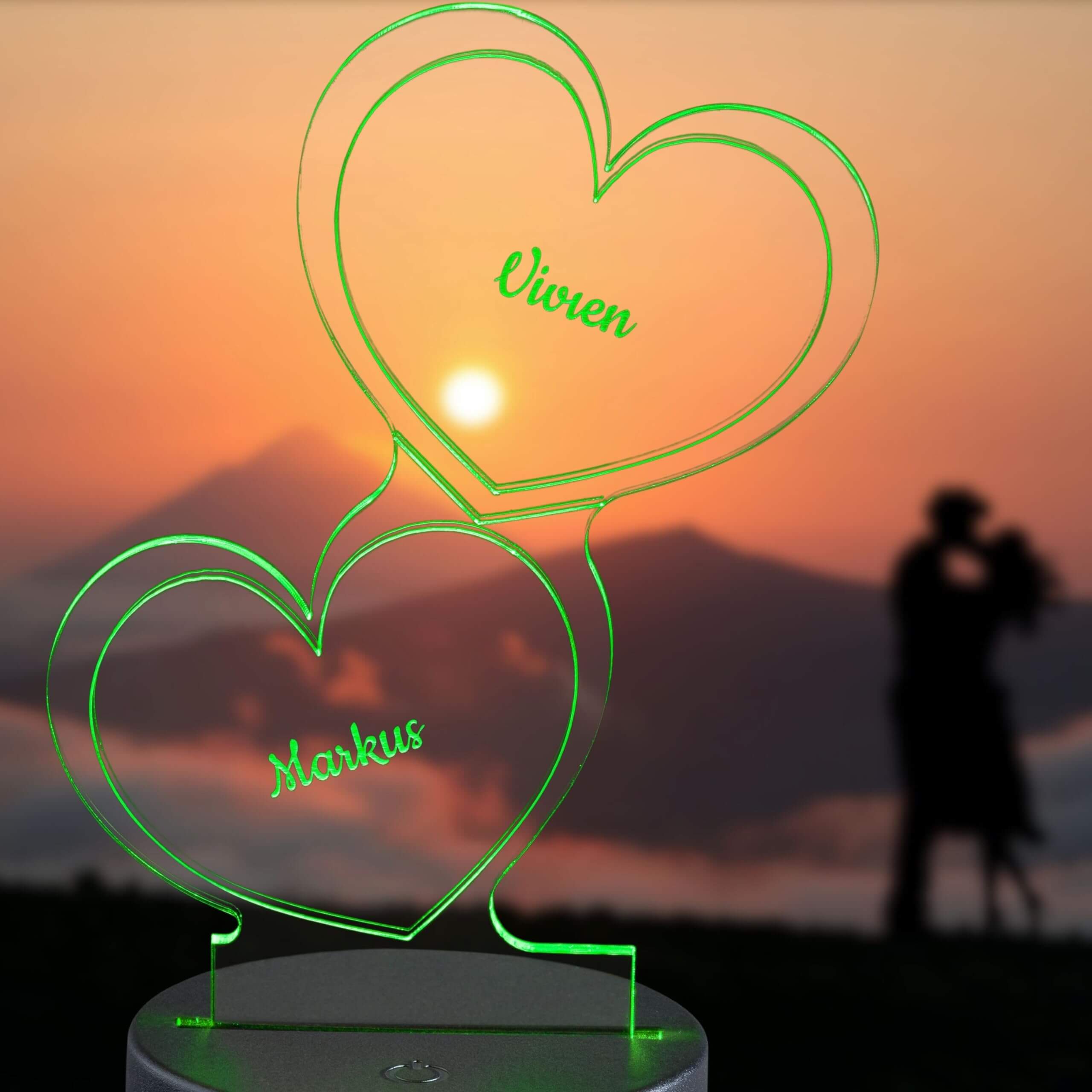 LED Herz-Leuchte mit Gravur Personalisiert - FOTOFOL