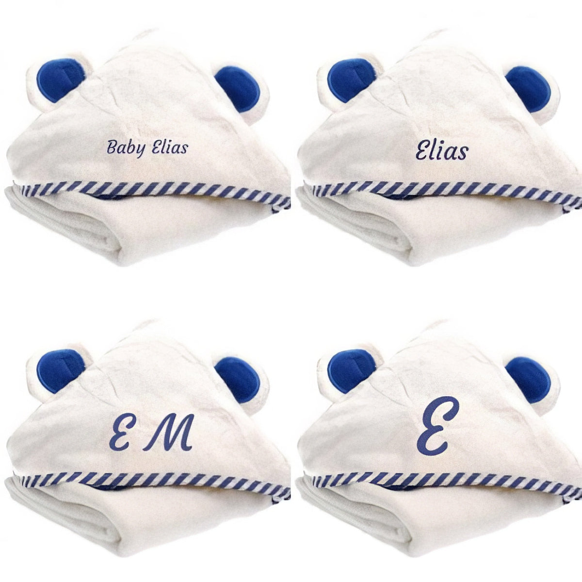 Kinder Kapuzenhandtuch PERSONALISIERT mit Name 90x90cm | 100% Bio Baumwolle | Blau