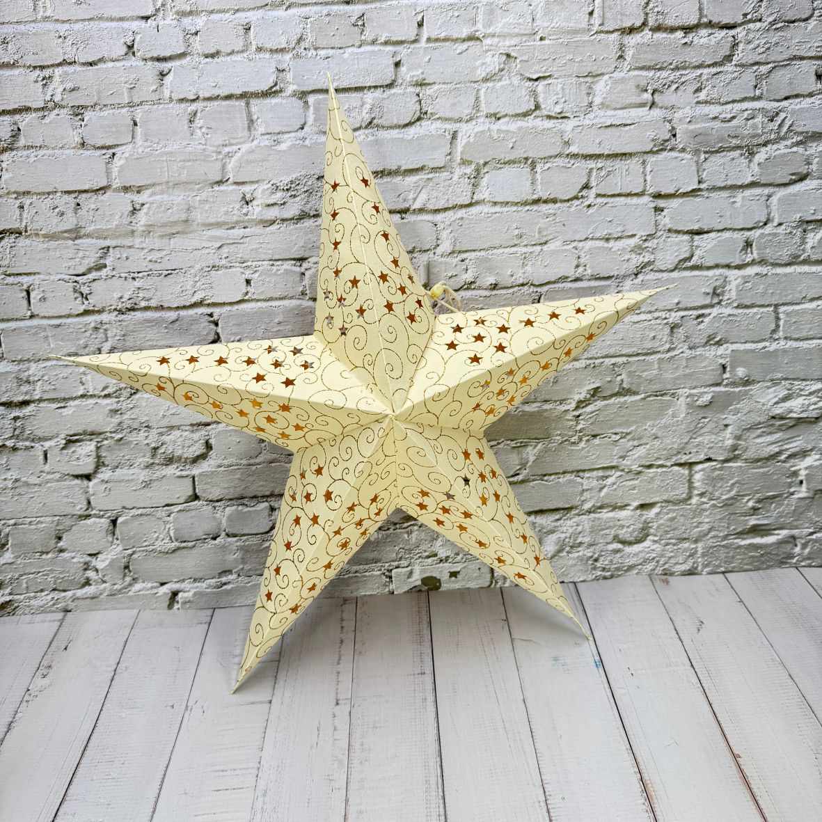 3er Set - Papier Stern Creme,Gold,Glitzer Ø ca. 45 cm - FOTOFOL