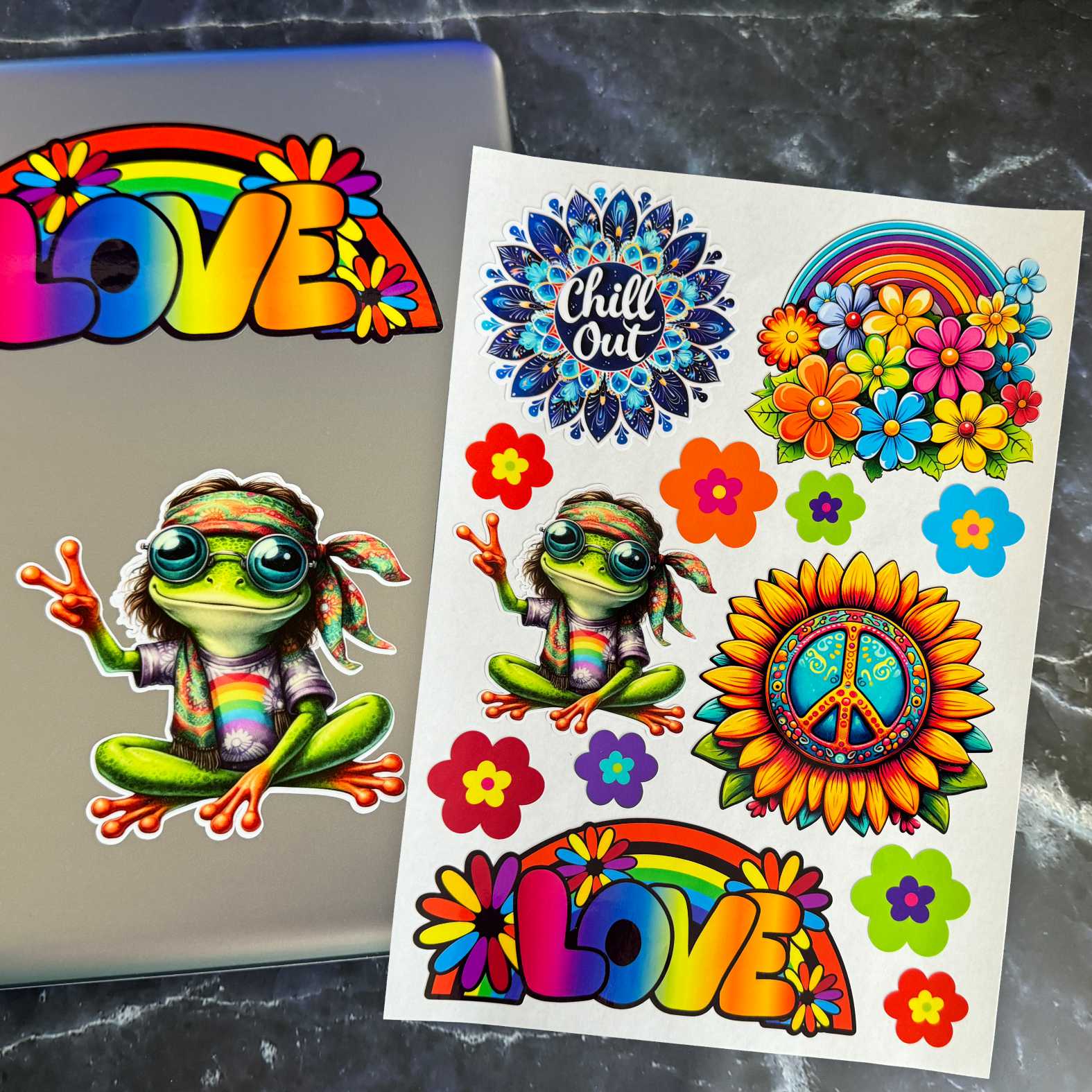 Peace Love Hippie Aufkleber Set - FOTOFOL
