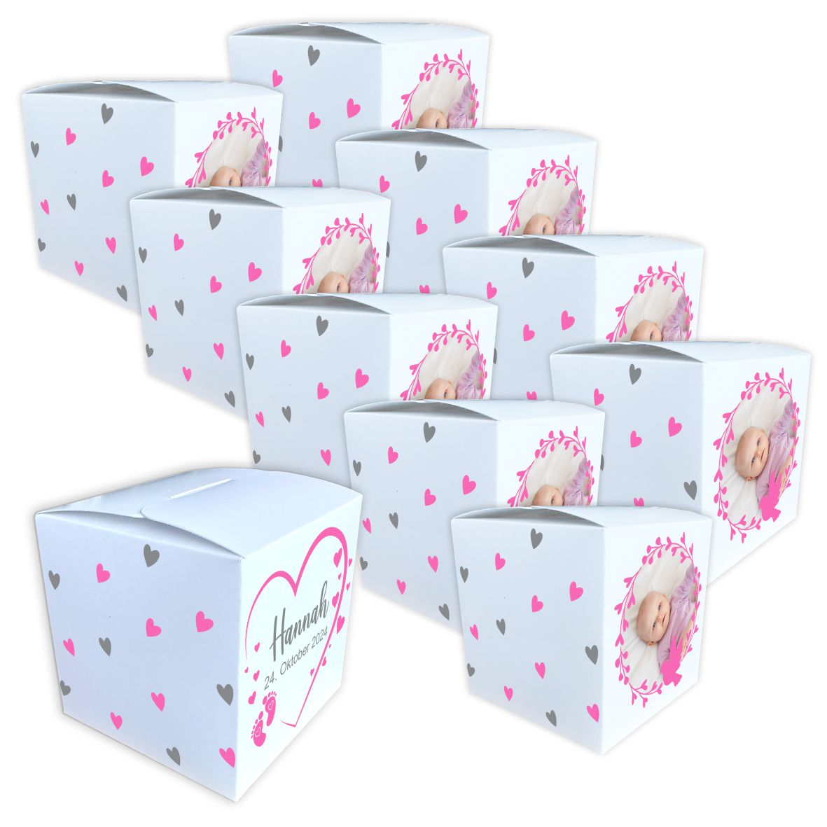 Geschenkbox personalisiert - Rosa Herz - FOTOFOL