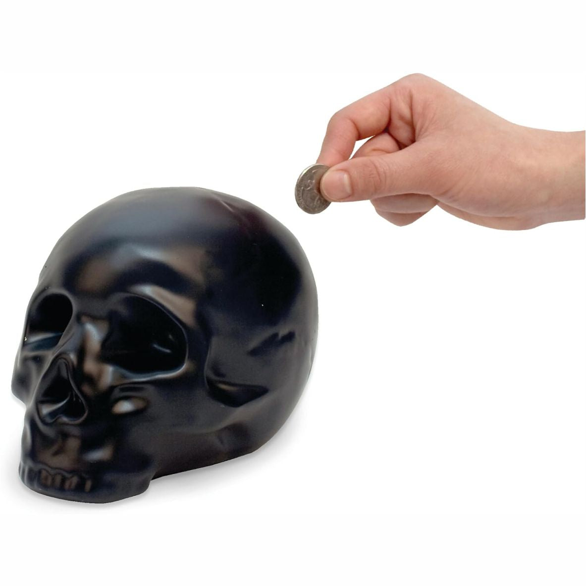Spardose Totenkopf Keramik, Schwarz, 17.3 x 12 x 12.5 cm