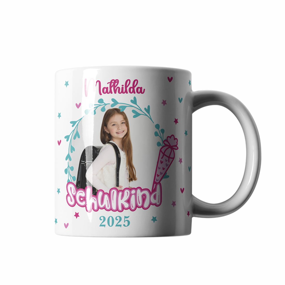 Tasse Einschulung 2025 mit Name und Bild Personalisieren Mädchen - FOTOFOL