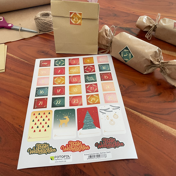 FOTOFOL - Adventskalender Zahlen Sticker Set – DIY Adventskalender für Weihnachten basteln!
