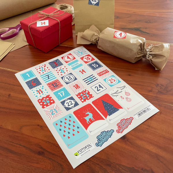 FOTOFOL - Adventskalender Zahlen Sticker Set – DIY Adventskalender für Weihnachten basteln!