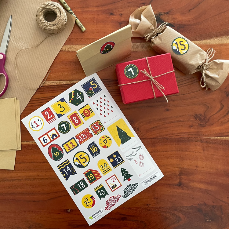 Adventskalender Zahlen Sticker Weihnachten - Set 4