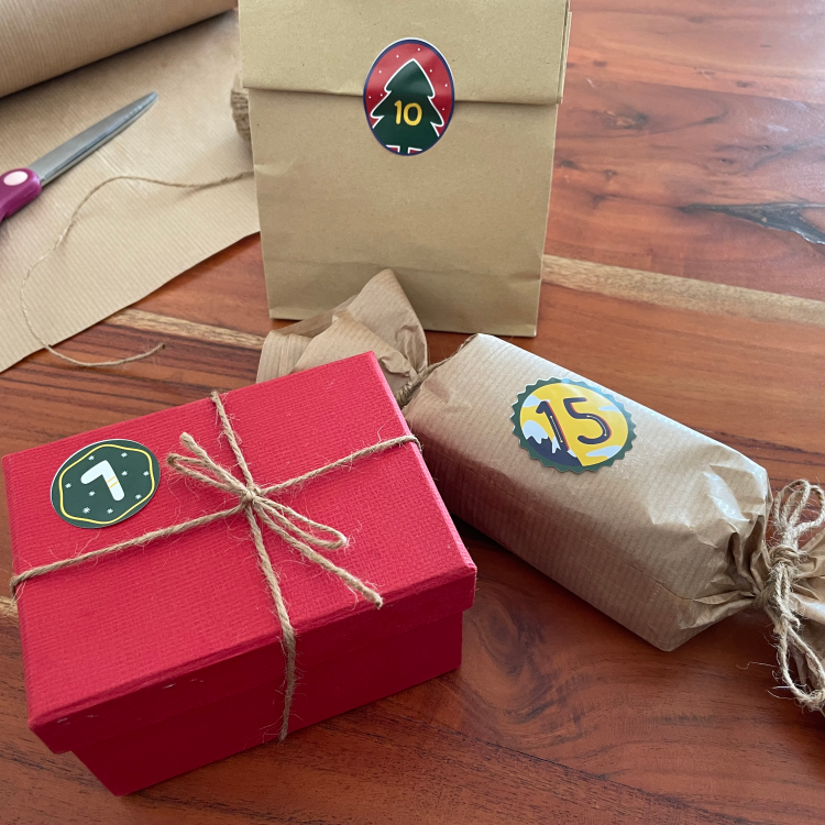 Adventskalender Zahlen Sticker Weihnachten - Set 4