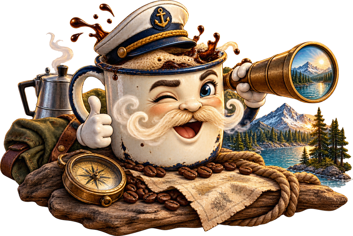 Campingkaffee-Kapitän – Aufklebermotiv