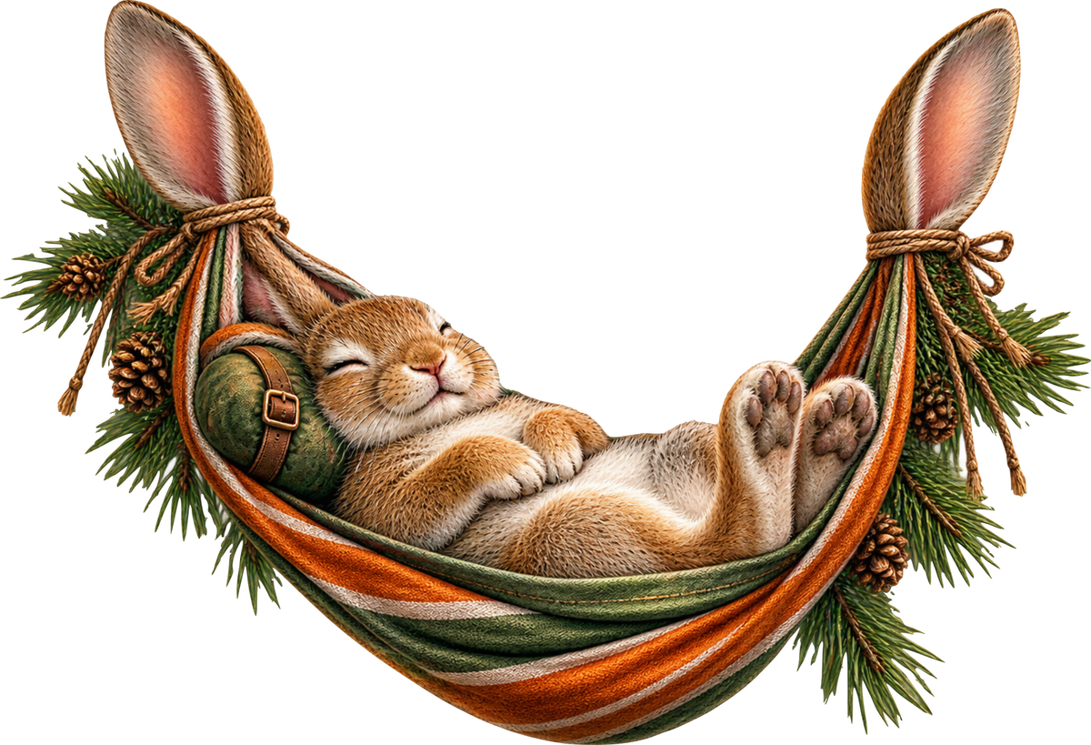 Hase mit Hängematte – Aufklebermotiv