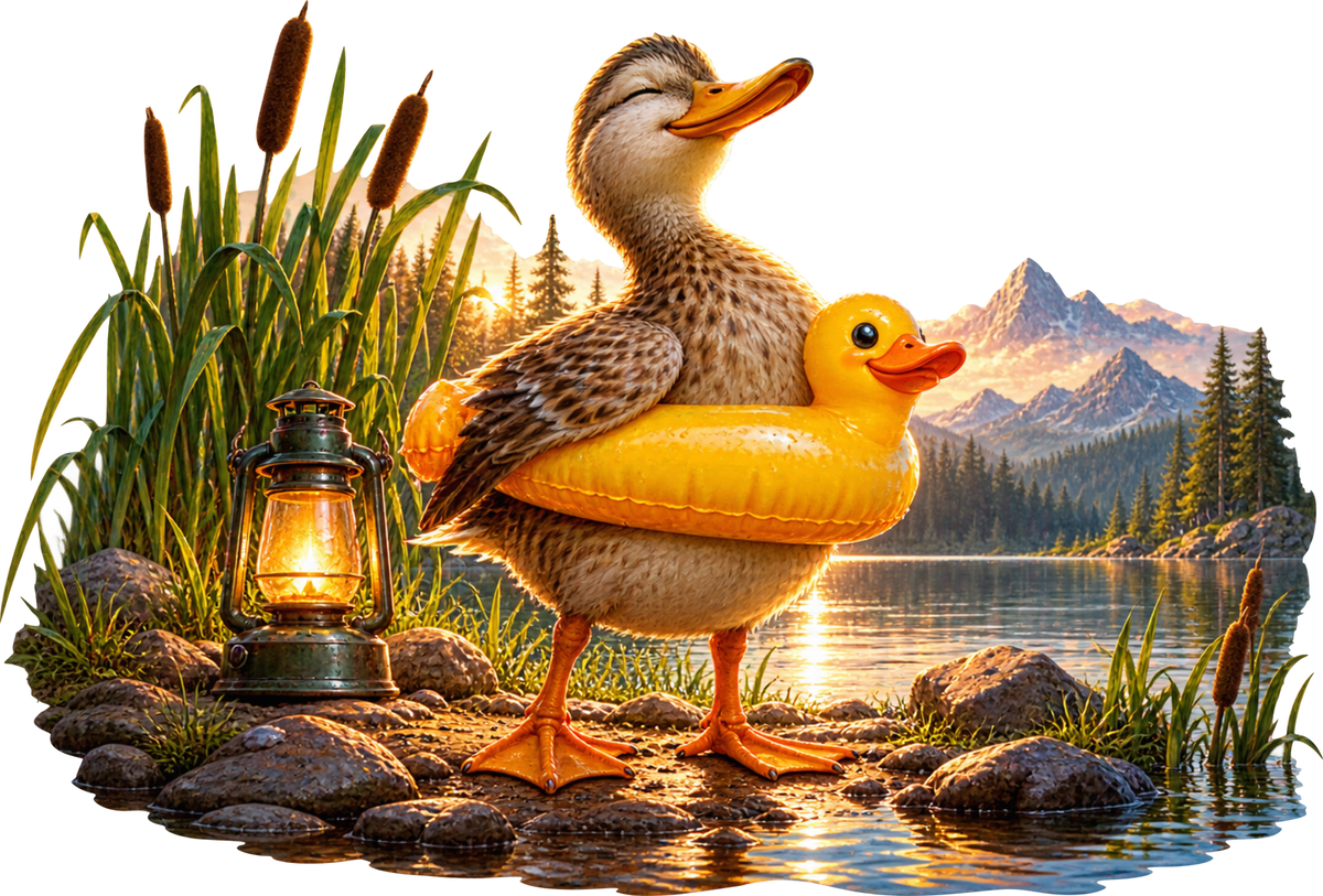 Ente mit Schwimmring – Aufklebermotiv