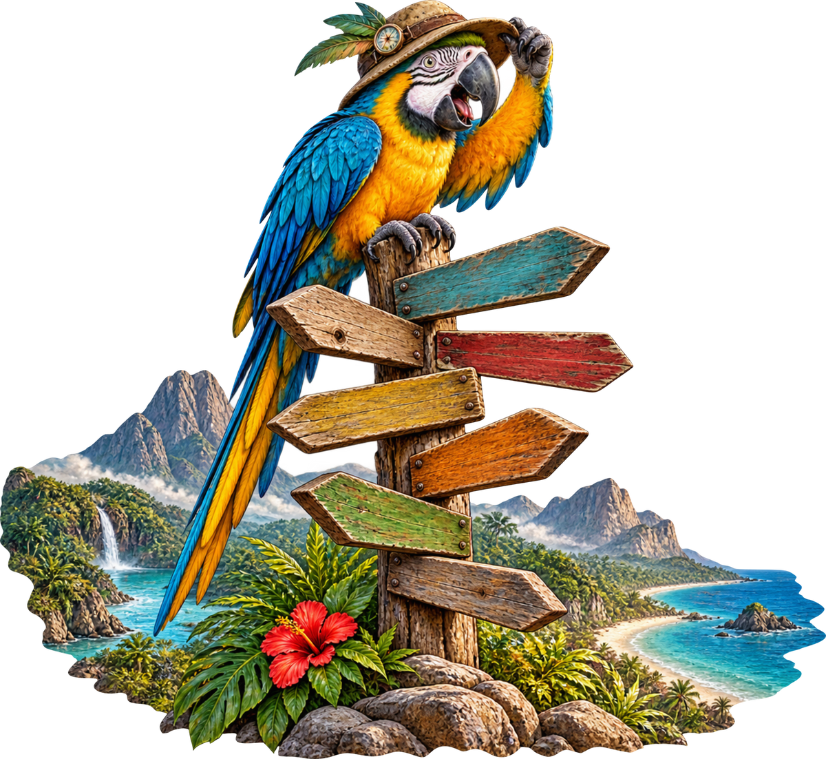Papagei als Navigator – Aufklebermotiv