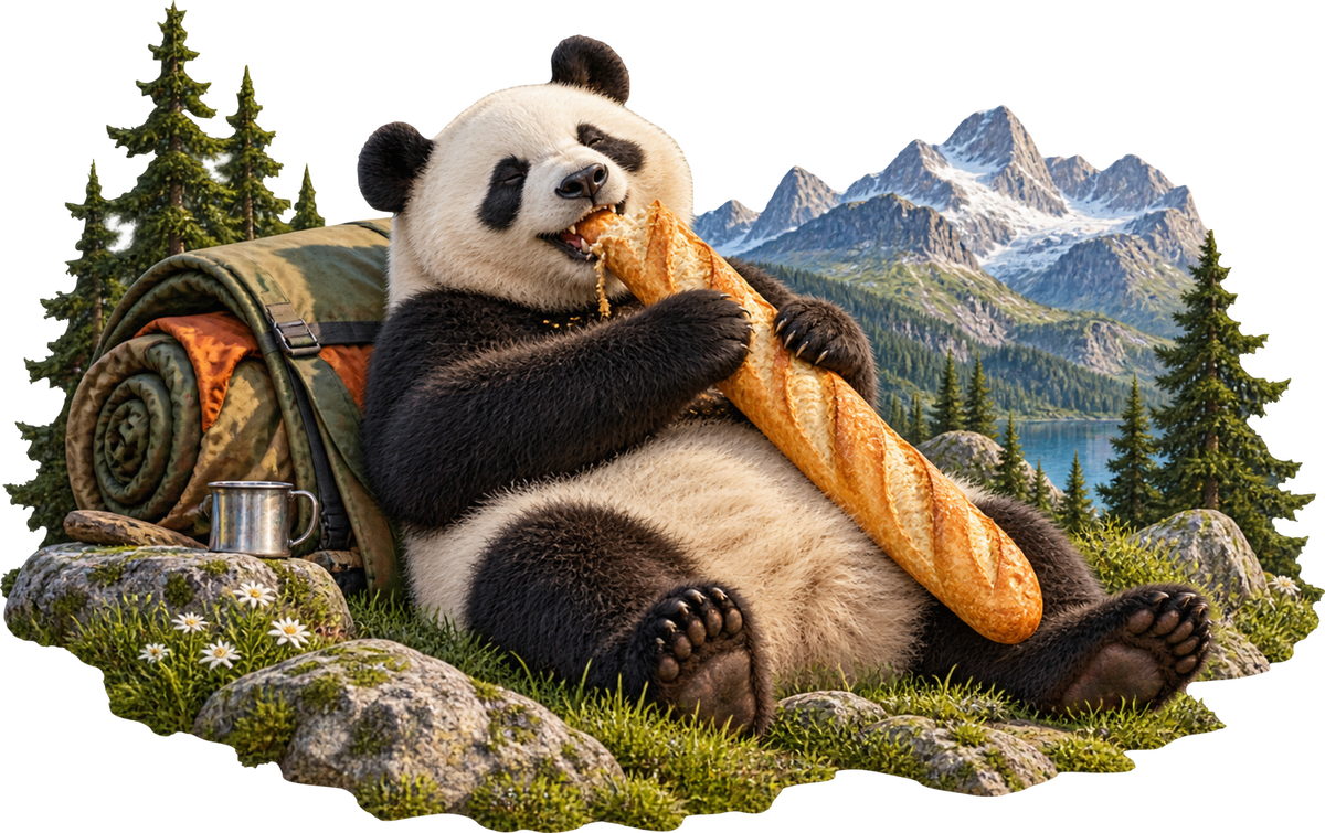 Panda mit Pausenbrot – Aufklebermotiv