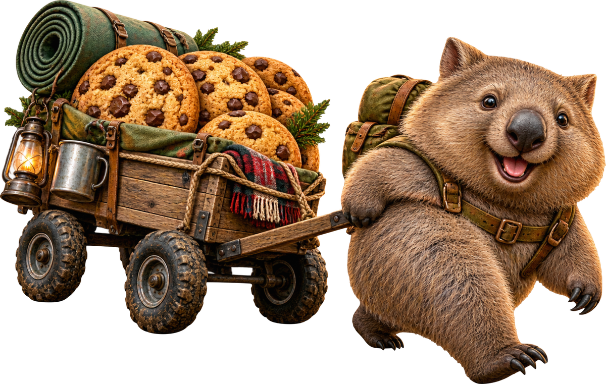 Wombat mit Wegzehrung – Aufklebermotiv