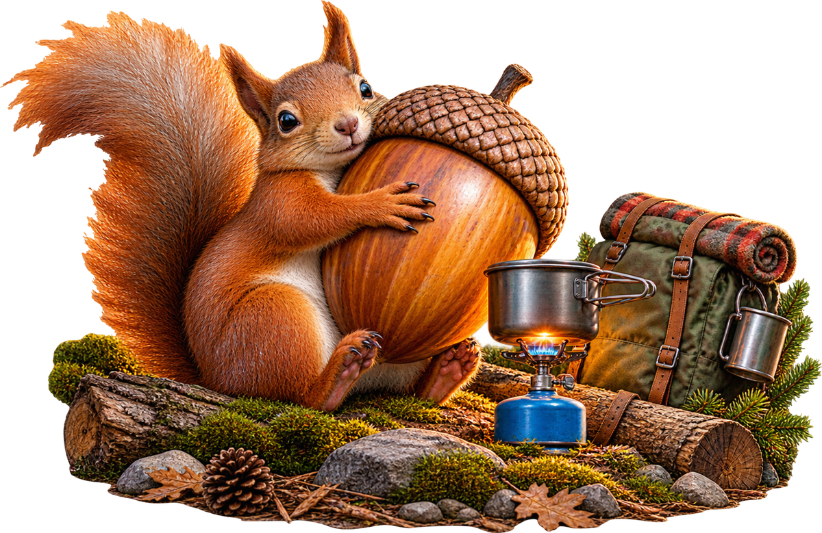 Eichhörnchen mit Notvorrat – Aufklebermotiv