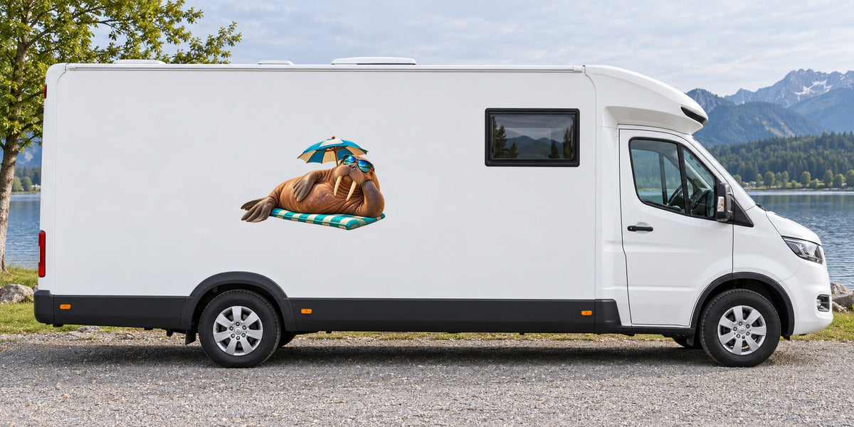 Walross beim Sonnentanken – Beispiel am Wohnmobil