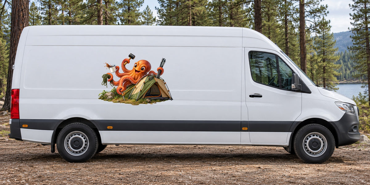 Oktopus beim Zeltaufbau – Beispiel am Kastenwagen