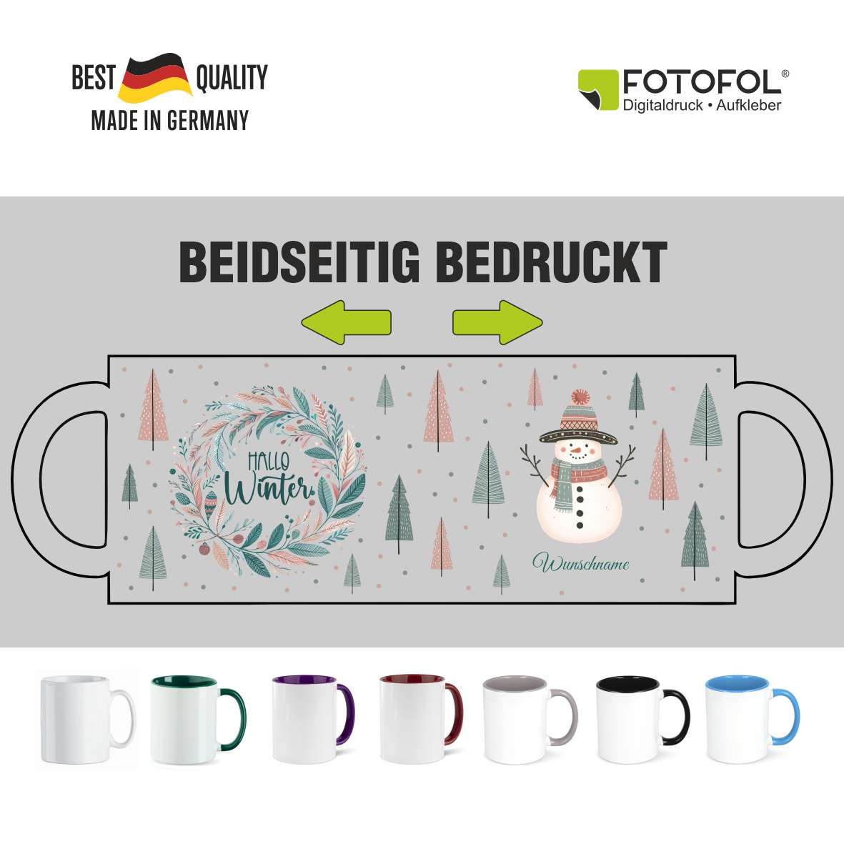 FOTOFOL - Tasse zu Weihnachten - Personalisiert mit Namen oder Wunschtext - Weihnachtstasse - Glühwein-Tasse - Geschenk-Idee für Familie und Freunde - 330ml