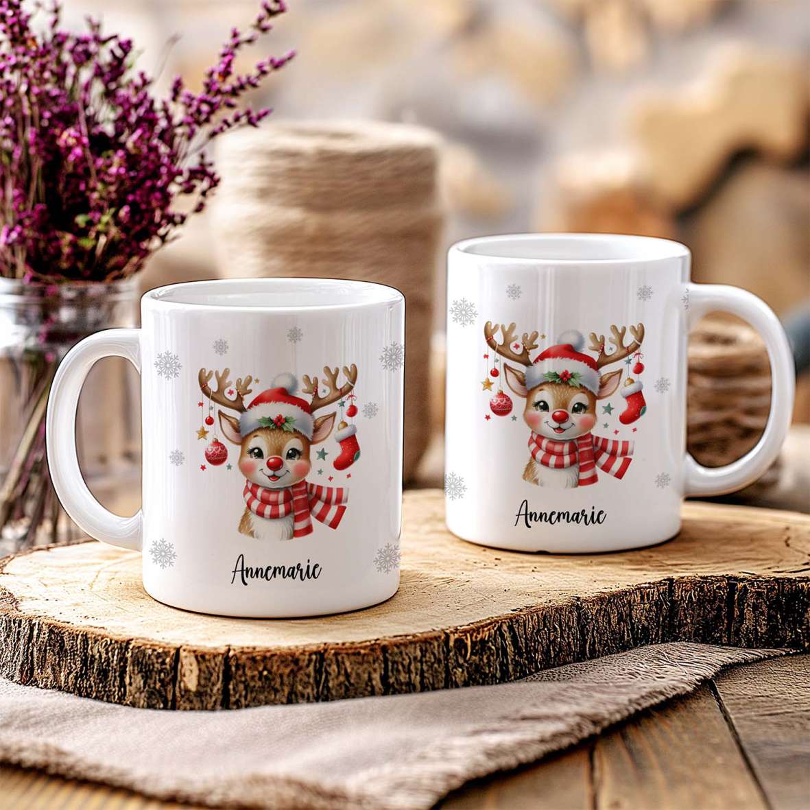 FOTOFOL-Tasse zu Weihnachten - Personalisiert mit Namen oder Wunschtext - Weihnachtstasse - Glühwein-Tasse - Geschenk-Idee für Familie und Freunde