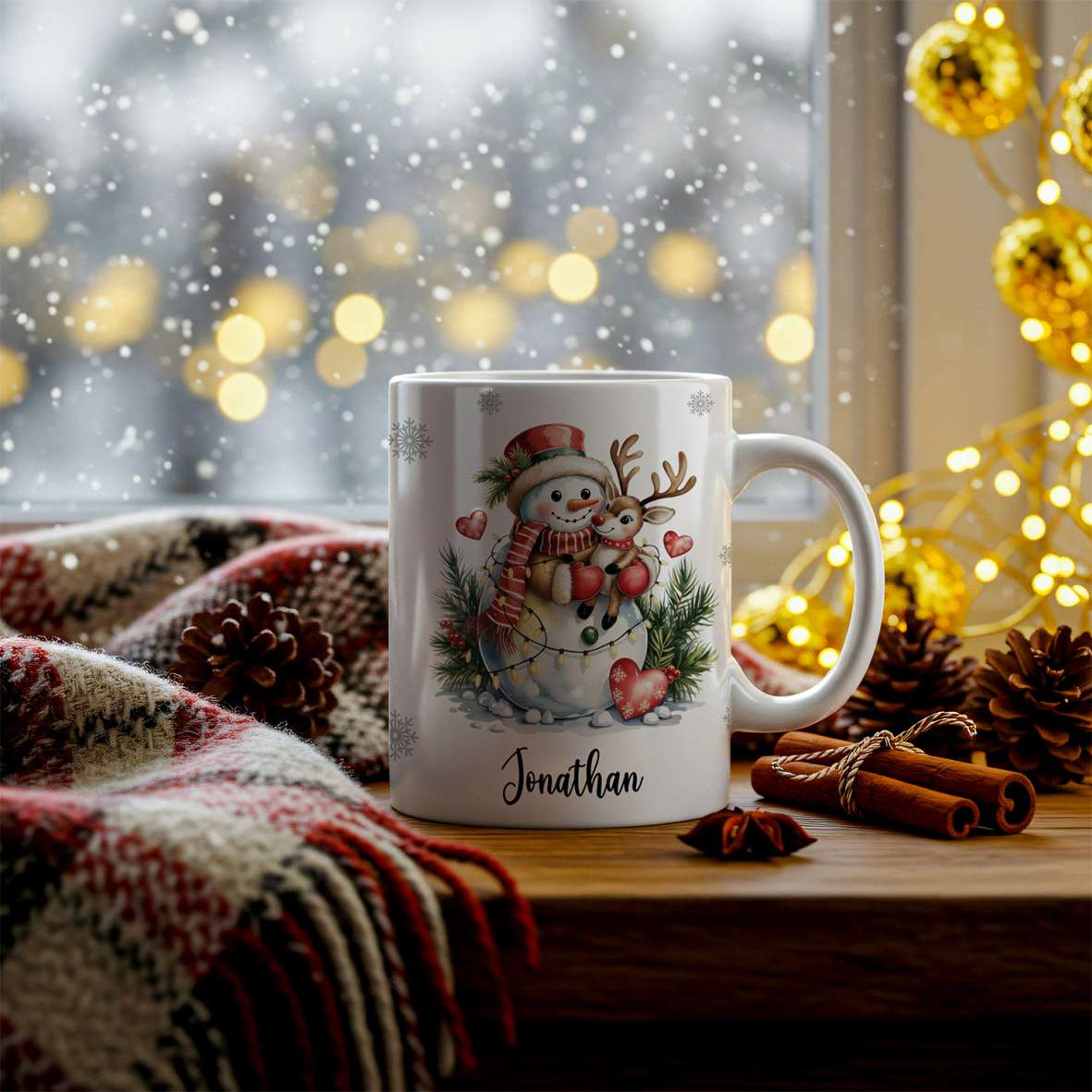 FOTOFOL-Tasse zu Weihnachten - Personalisiert mit Namen oder Wunschtext -Weihnachtstasse - Glühwein-Tasse - Geschenk-Idee für Familie und Freunde