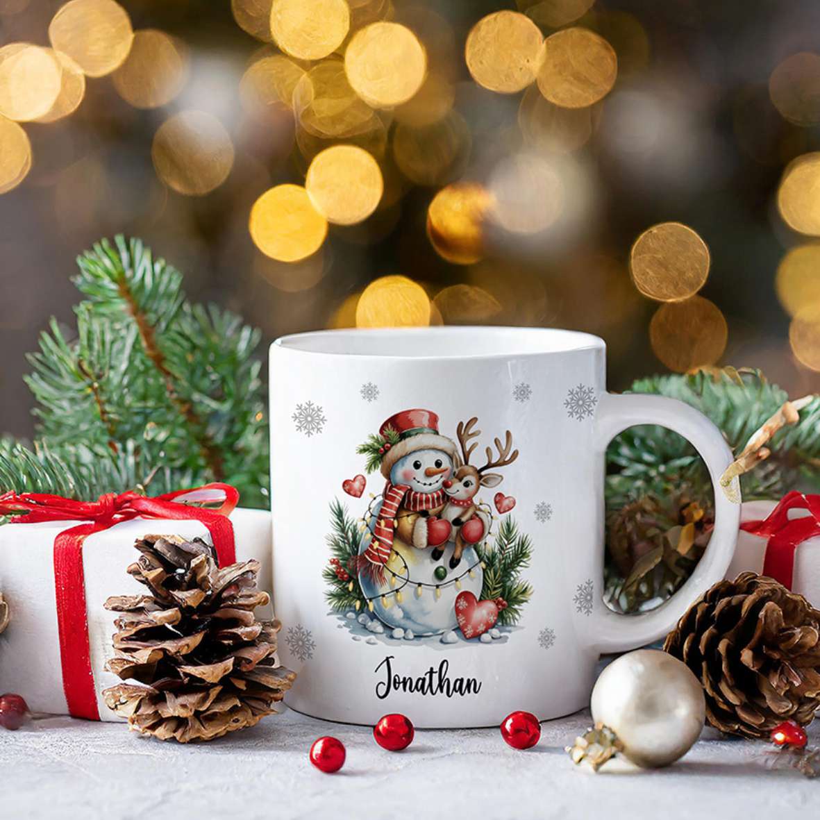 FOTOFOL-Tasse zu Weihnachten - Personalisiert mit Namen oder Wunschtext -Weihnachtstasse - Glühwein-Tasse - Geschenk-Idee für Familie und Freunde
