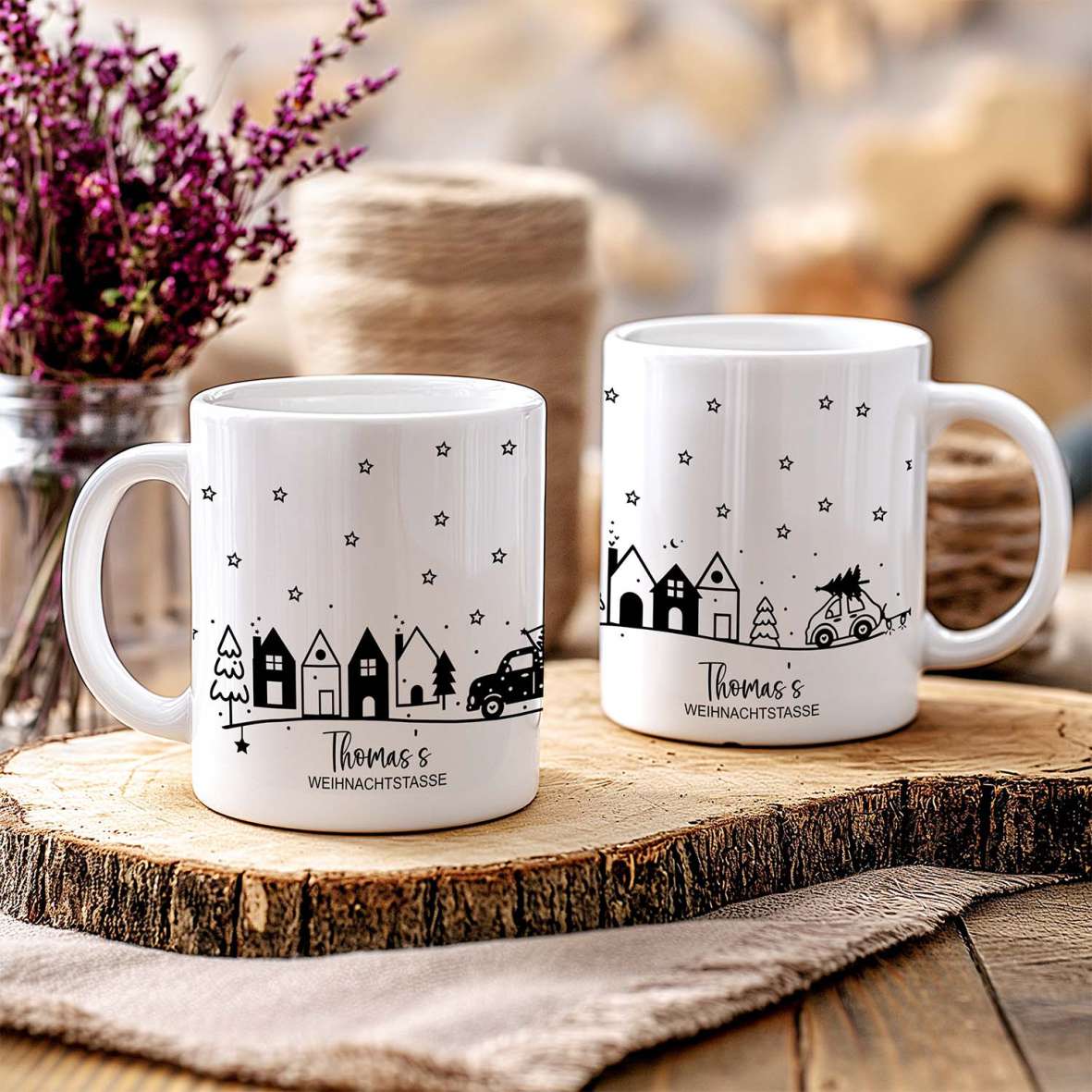 FOTOFOL - Tasse zu Weihnachten - Personalisiert mit Namen oder Wunschtext &nbsp;- Weihnachtstasse - Glühwein-Tasse - Geschenk-Idee für Familie und Freunde - 330ml