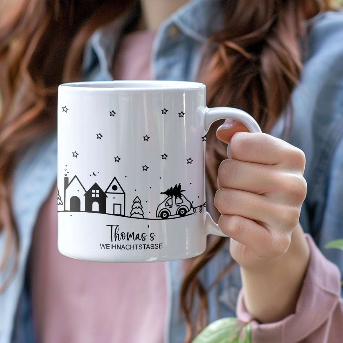 FOTOFOL - Tasse zu Weihnachten - Personalisiert mit Namen oder Wunschtext &nbsp;- Weihnachtstasse - Glühwein-Tasse - Geschenk-Idee für Familie und Freunde - 330ml
