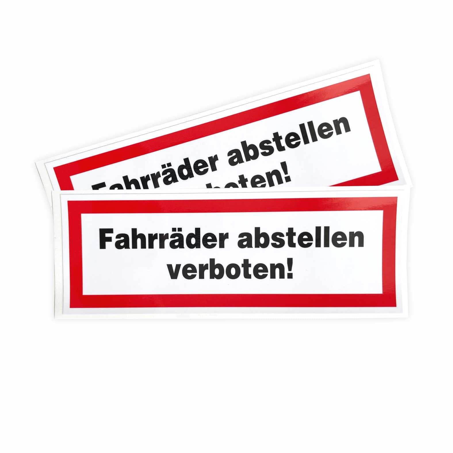 2x Aufkleber "Fahrräder abstellen verboten" 21x7,5cm - FOTOFOL