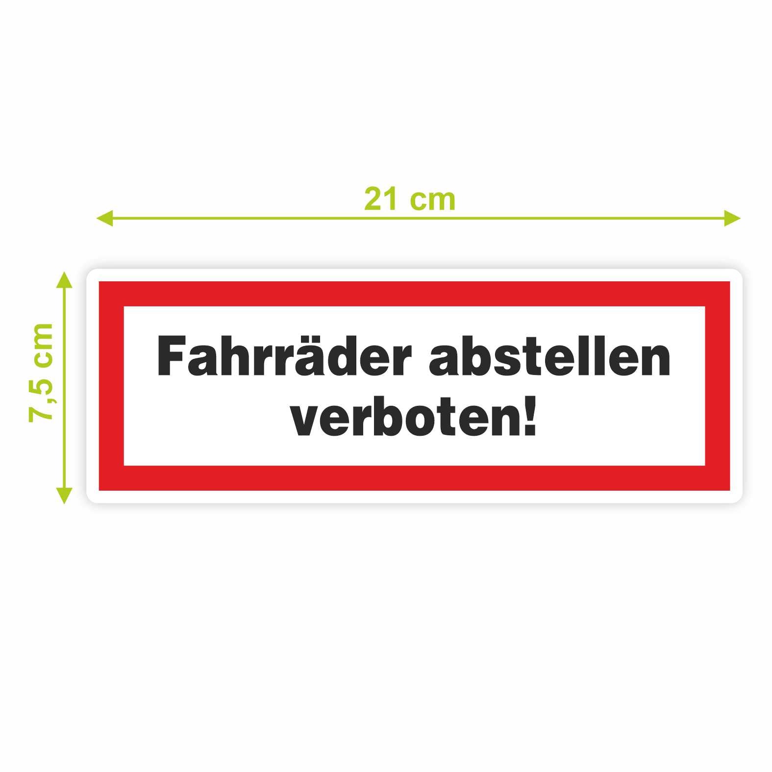 2x Aufkleber "Fahrräder abstellen verboten" 21x7,5cm - FOTOFOL