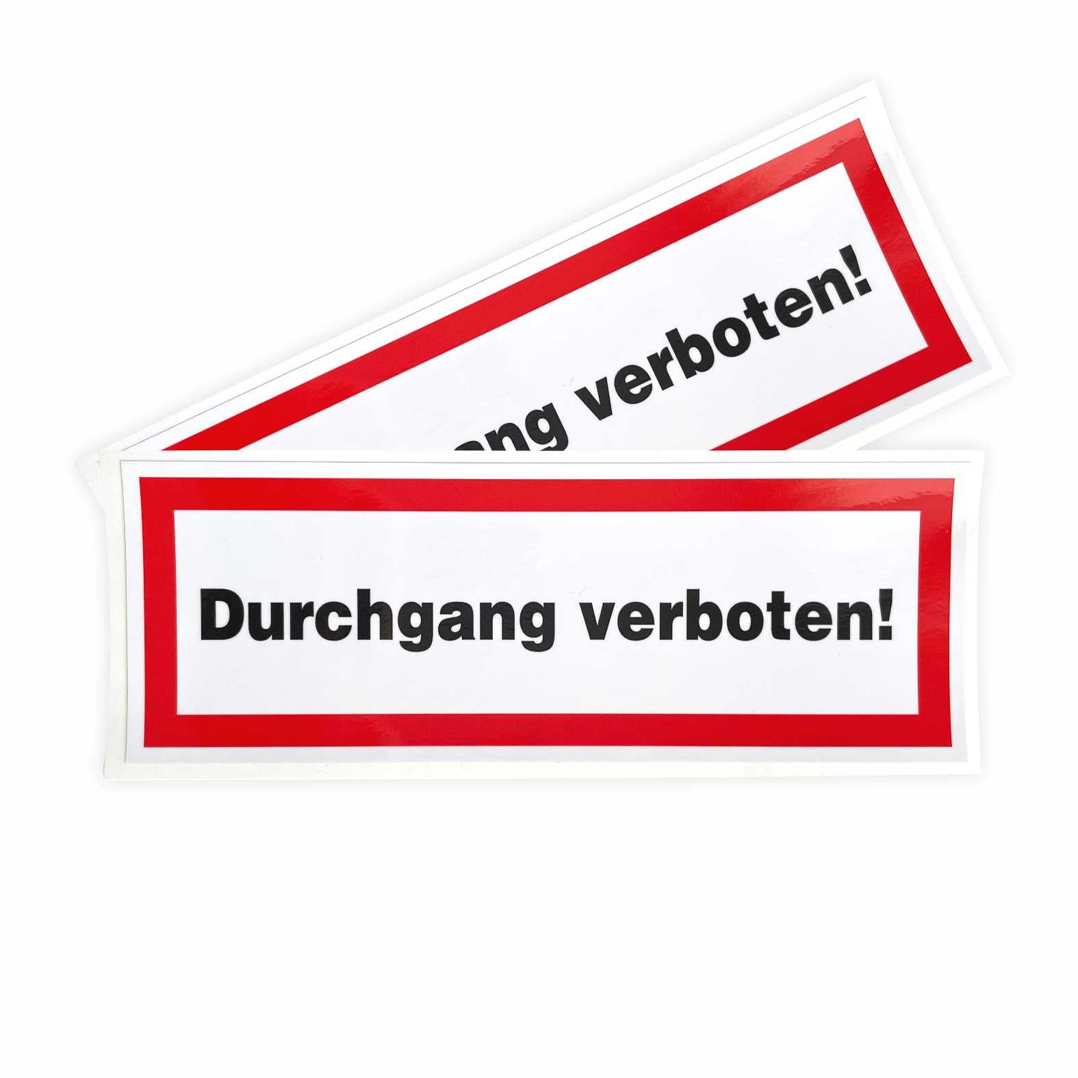 2x Aufkleber "Durchgang verboten" 21x7,5cm - FOTOFOL