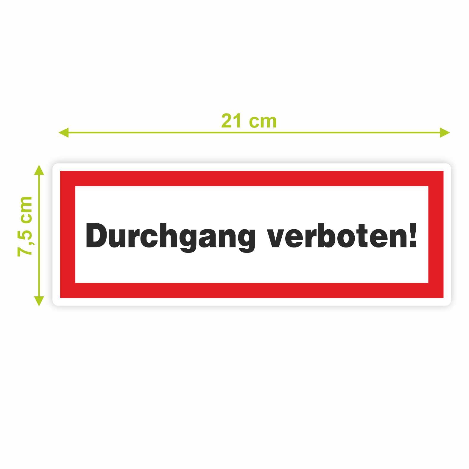 2x Aufkleber "Durchgang verboten" 21x7,5cm - FOTOFOL