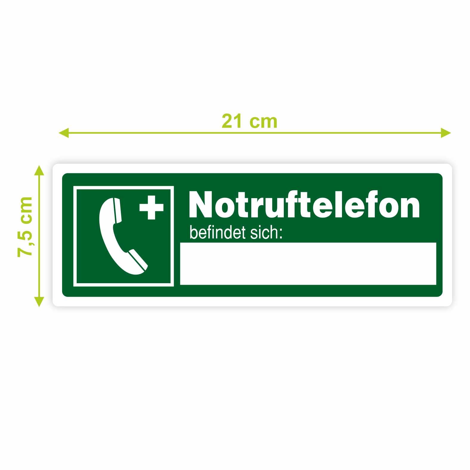 2x Aufkleber "Notruftelefon befindet sich" 21x7,5cm - FOTOFOL