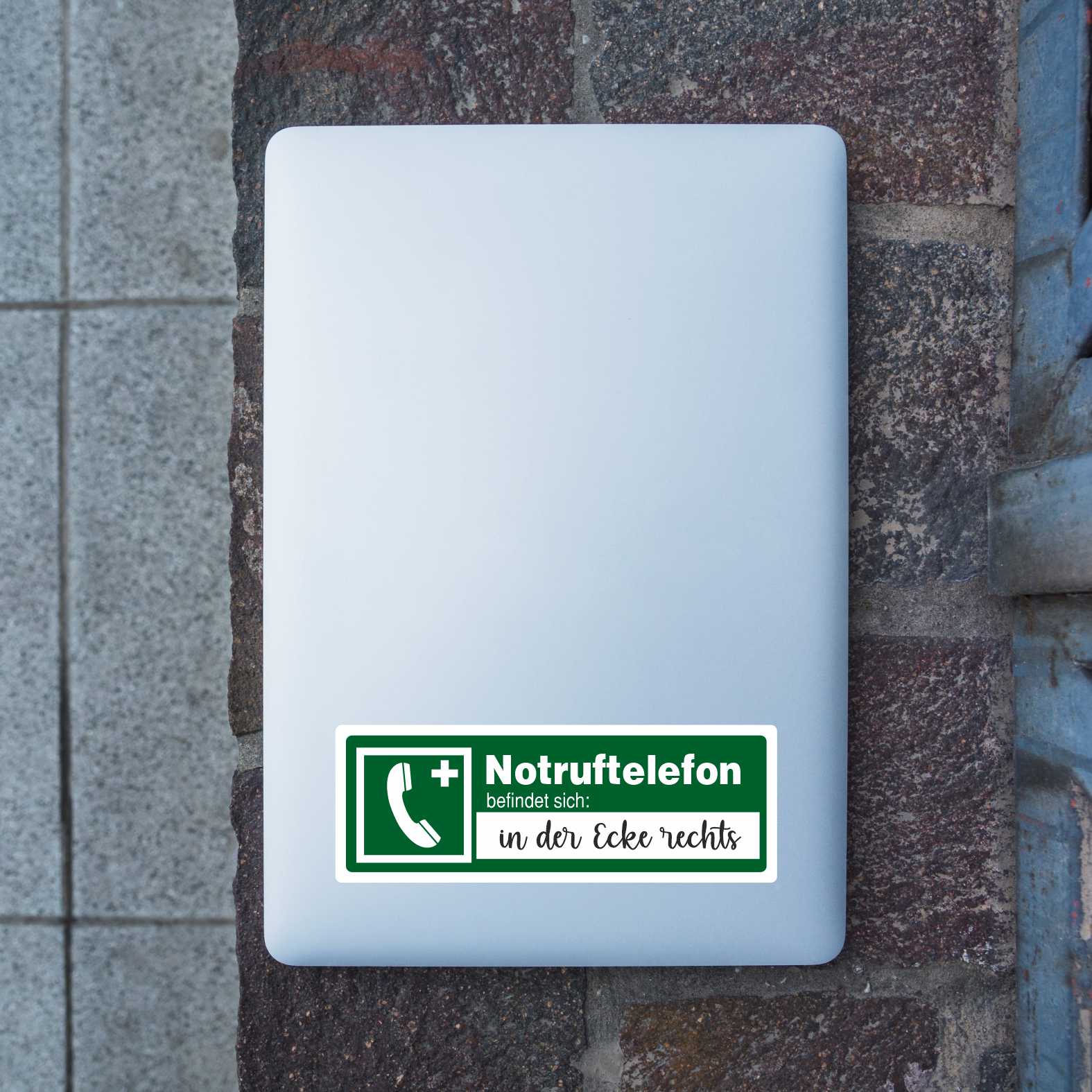 2x Aufkleber "Notruftelefon befindet sich" 21x7,5cm