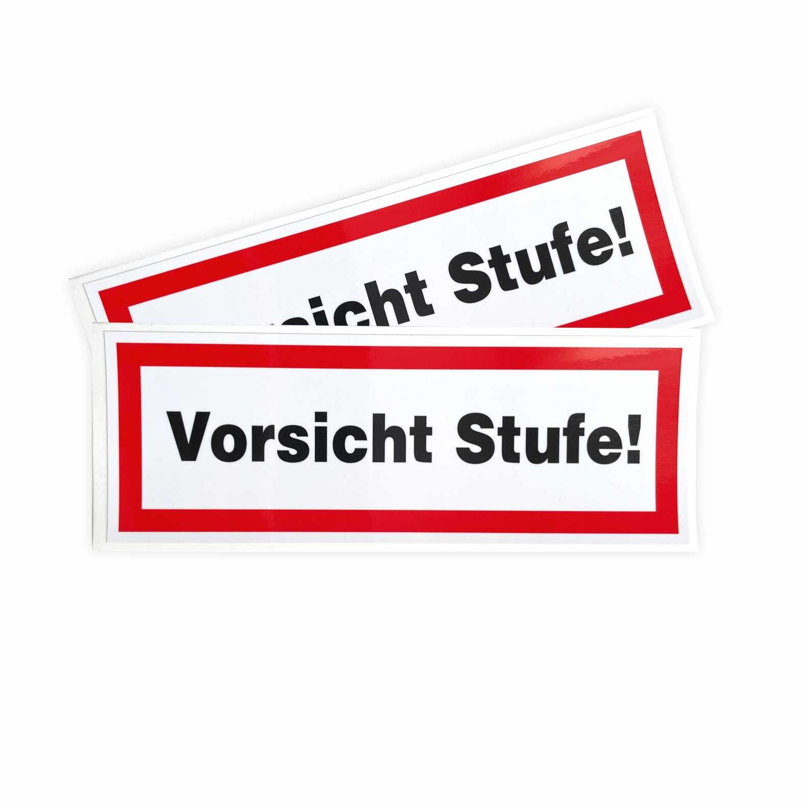 2x Aufkleber "Vorsicht Stufe" 21x7,5cm - FOTOFOL