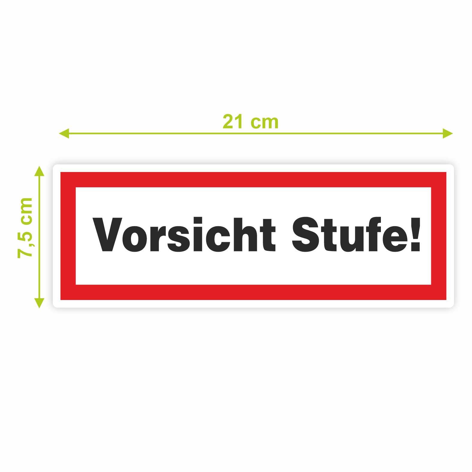 2x Aufkleber "Vorsicht Stufe" 21x7,5cm - FOTOFOL