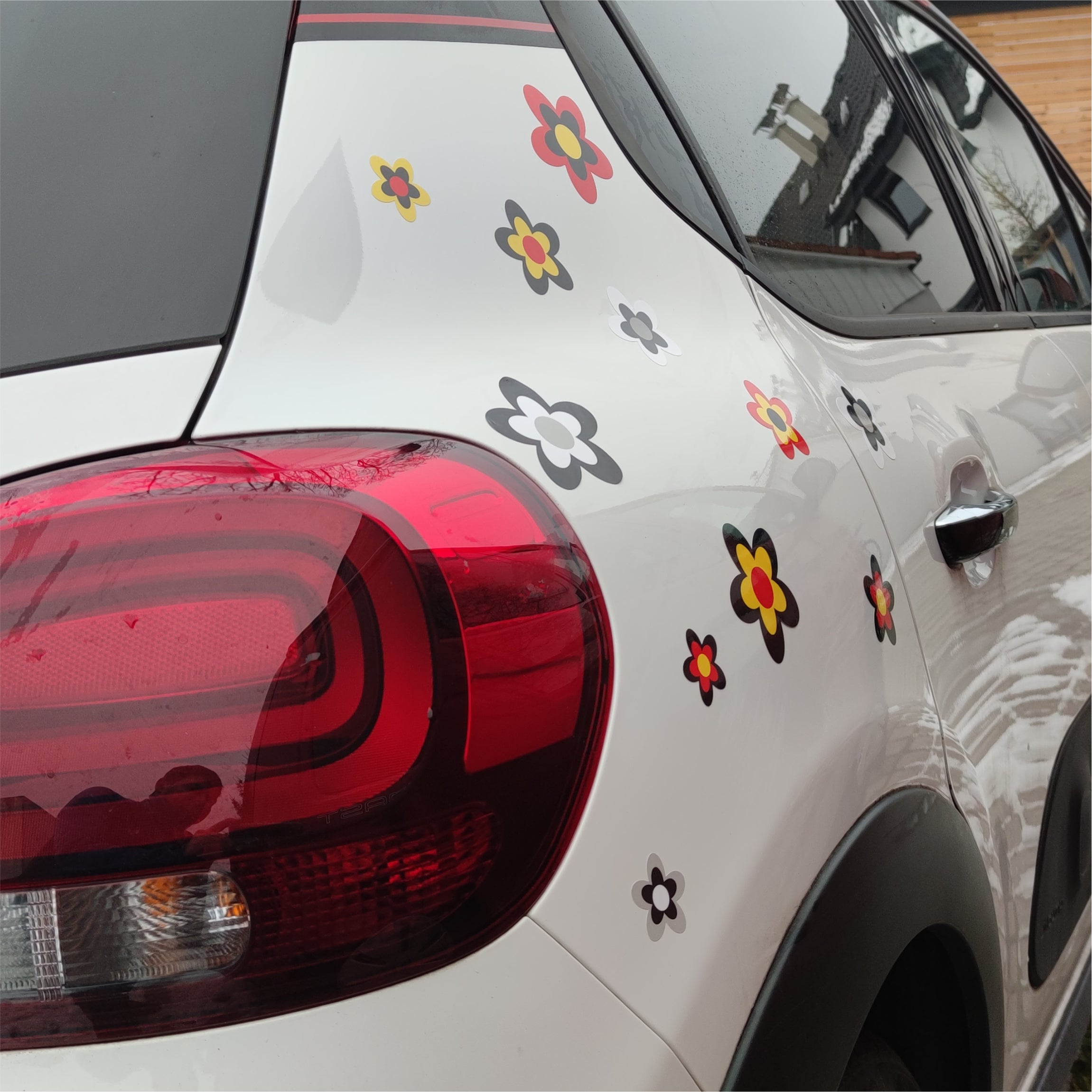 13 Aufkleber Auto Hippie Blumen - Sticker Flower Power Sommer - für Auto, Roller - perfekt für VW Bulli California - FOTOFOL