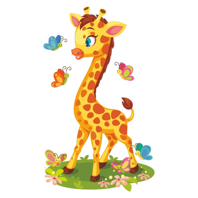Wandtatoo Kinderzimmer Deko Giraffe Schmetterlingen - FOTOFOL