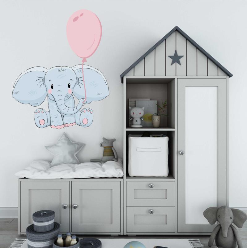 Wandtattoo Kinderzimmer  Elefant mit Ballon - FOTOFOL